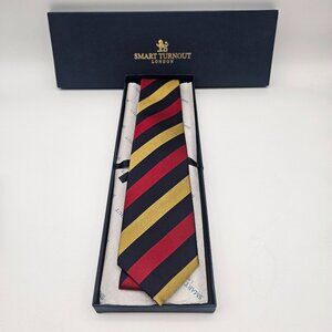 Smart Turnout London Striped Blue Red Gold Silk Tie New in Box